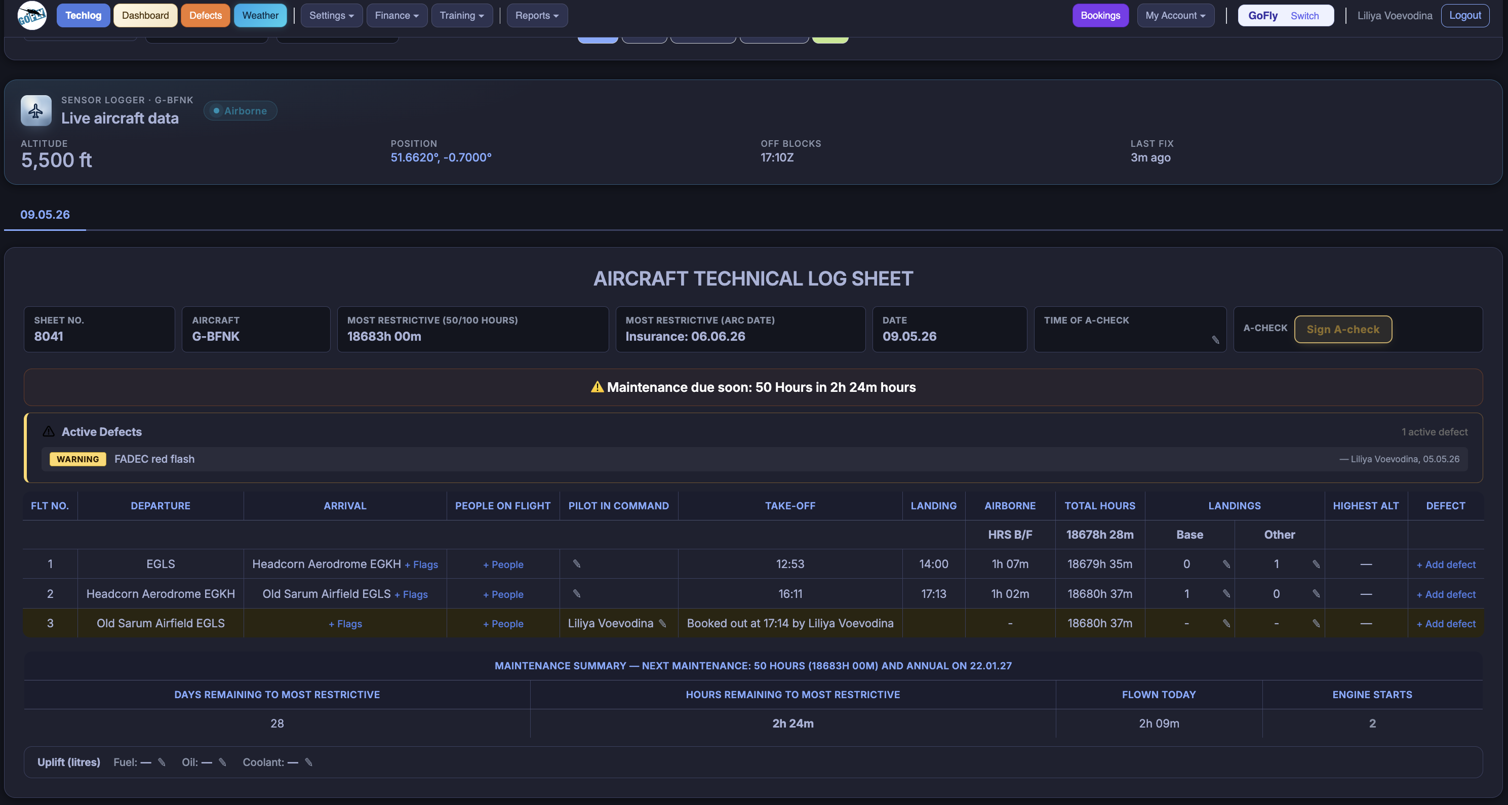 A FLOG Control Panel — dark theme screenshot