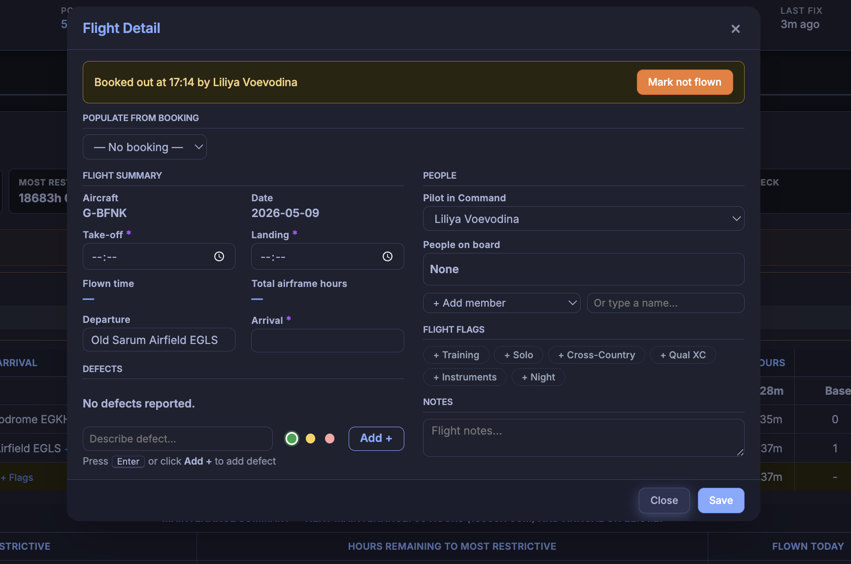 A FLOG Control Panel — dark theme screenshot