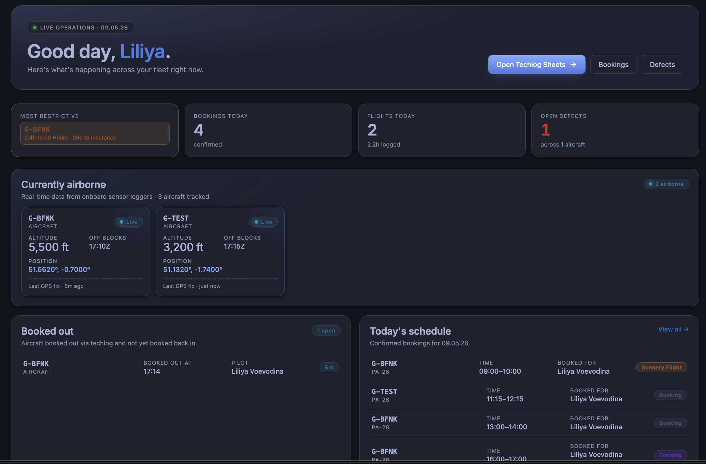 A FLOG Control Panel — dark theme screenshot