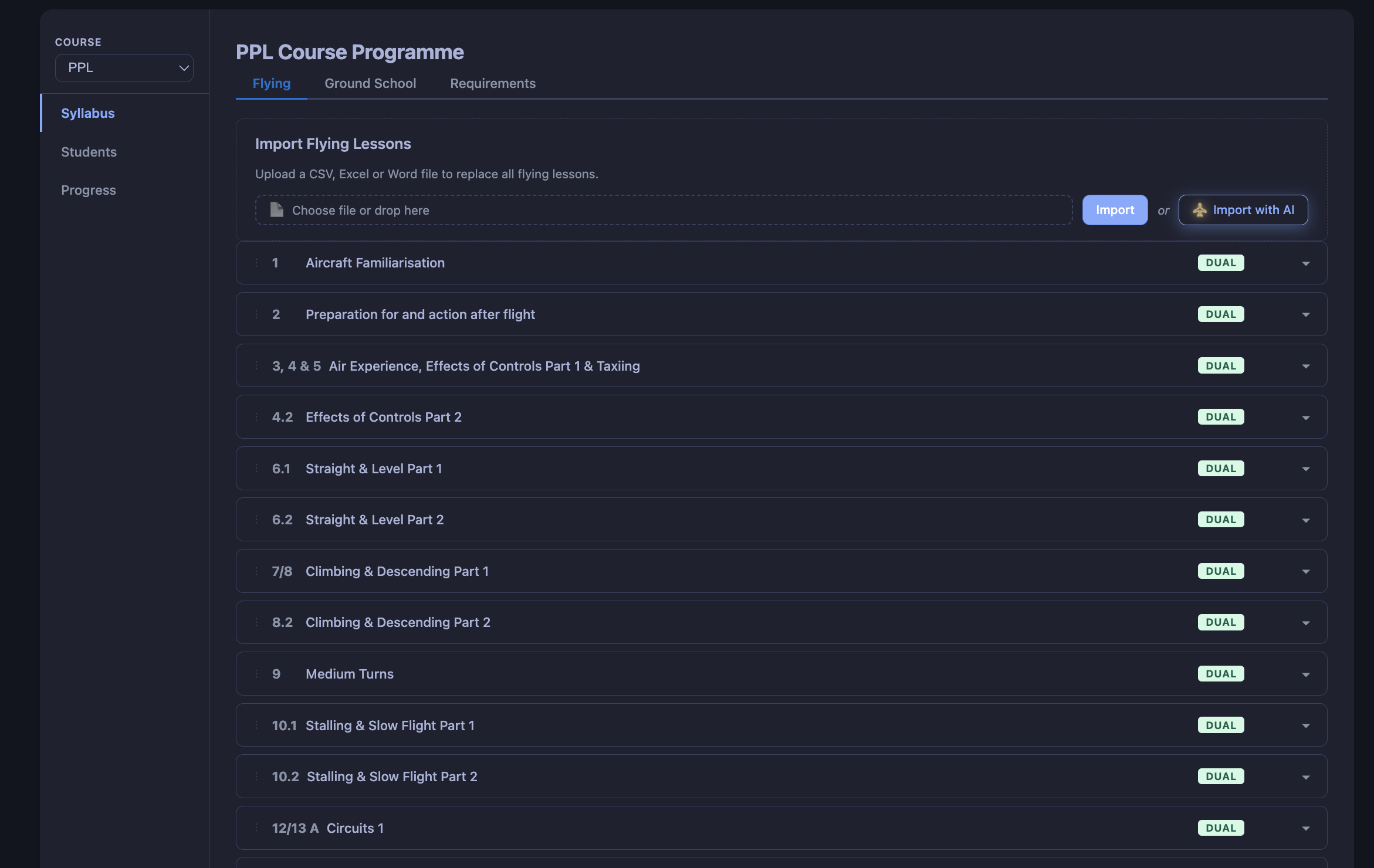 A FLOG Control Panel — dark theme screenshot