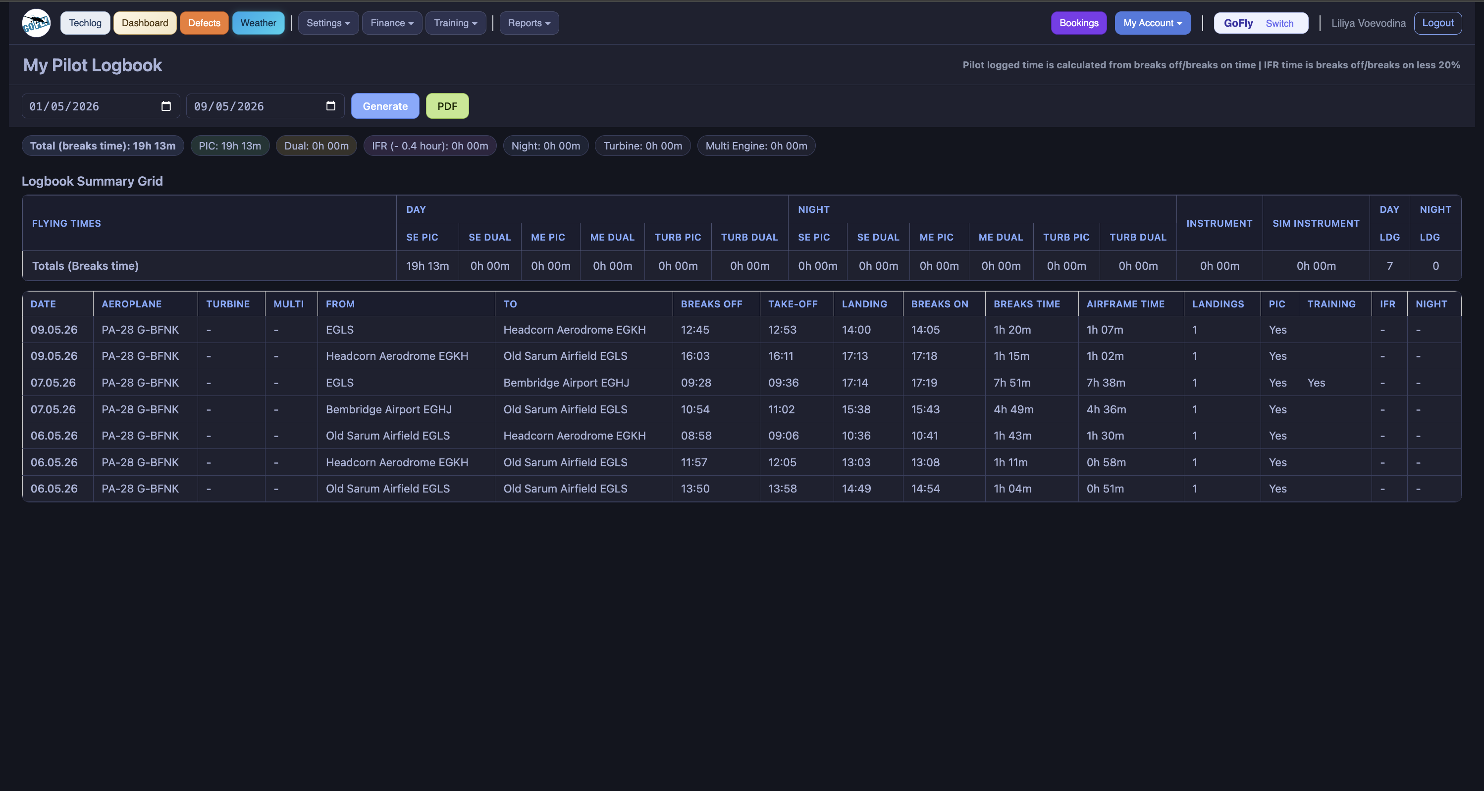 A FLOG Control Panel — dark theme screenshot