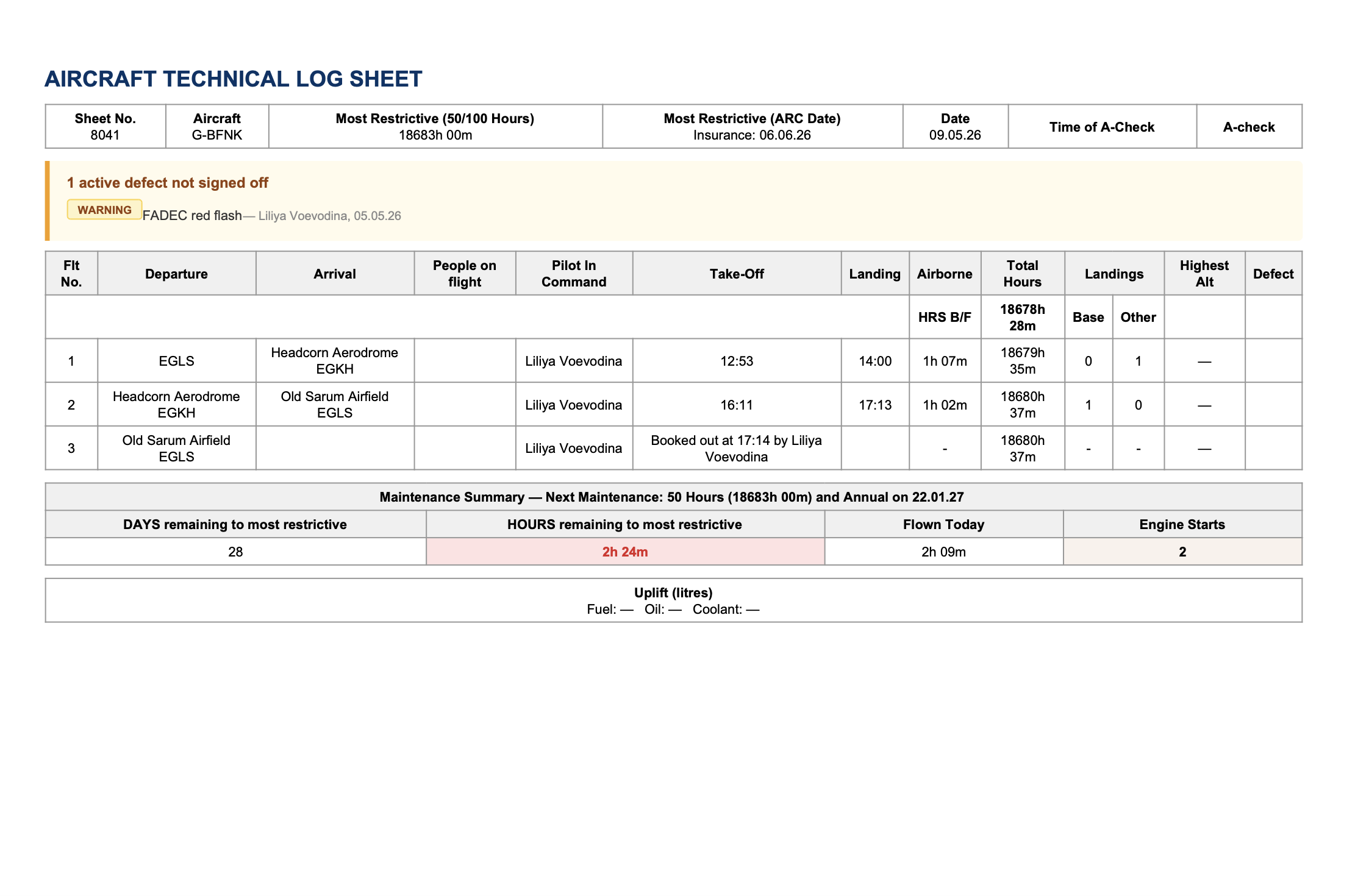 A FLOG Control Panel — light theme screenshot