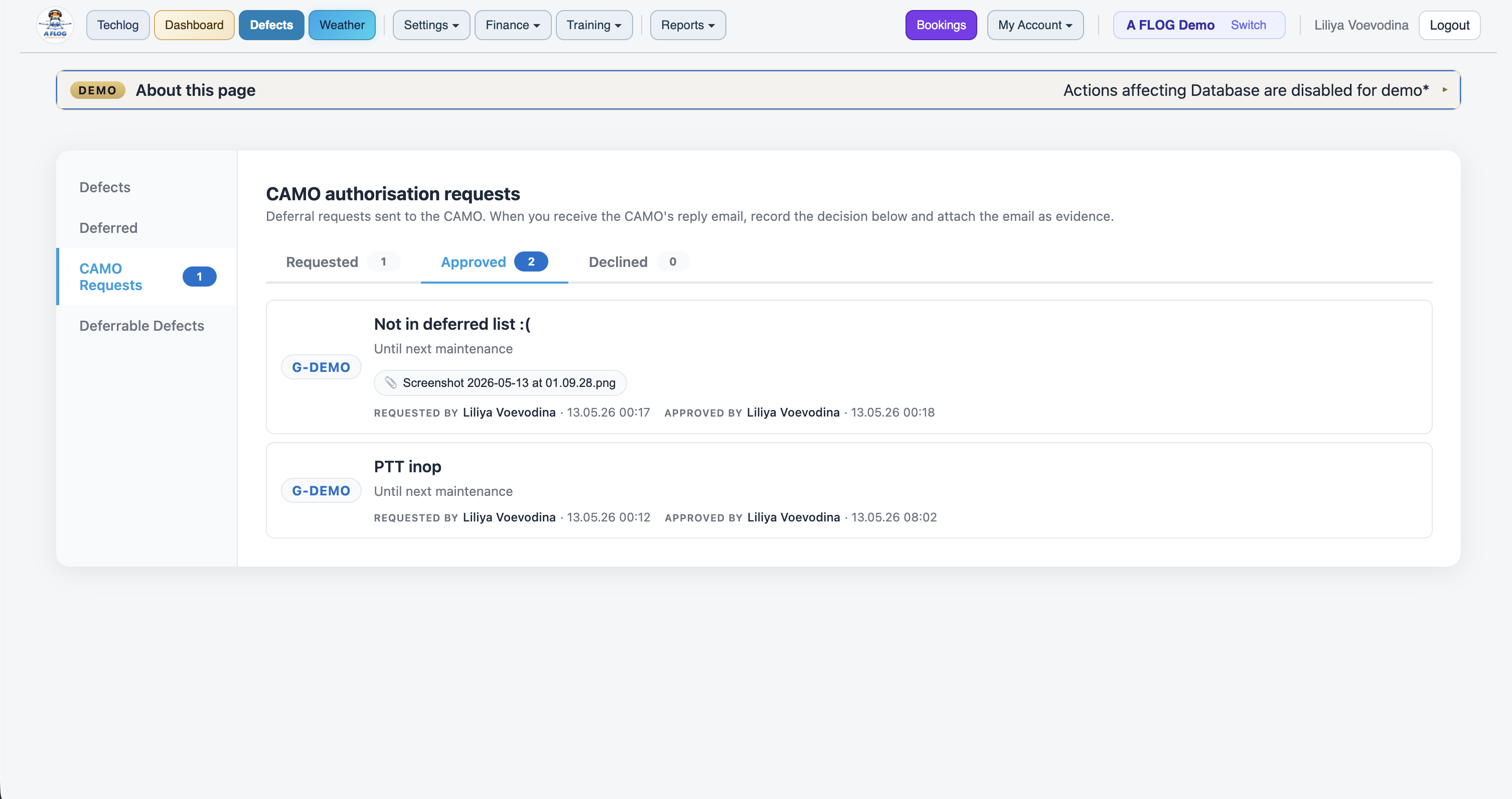 A FLOG Control Panel — light theme screenshot