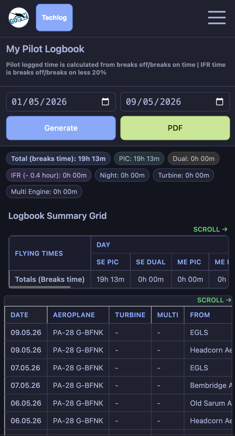 A FLOG Control Panel — mobile screenshot