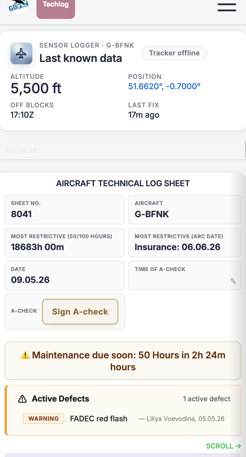 A FLOG Control Panel — mobile screenshot